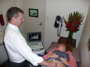 Dr Roberts and patient ultrasound